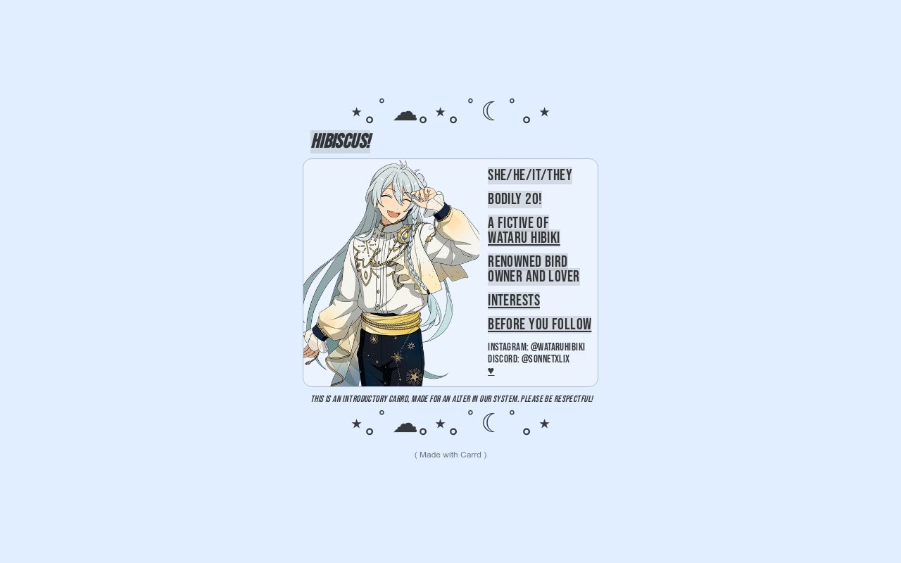 Carrd profile picture for @hibiki